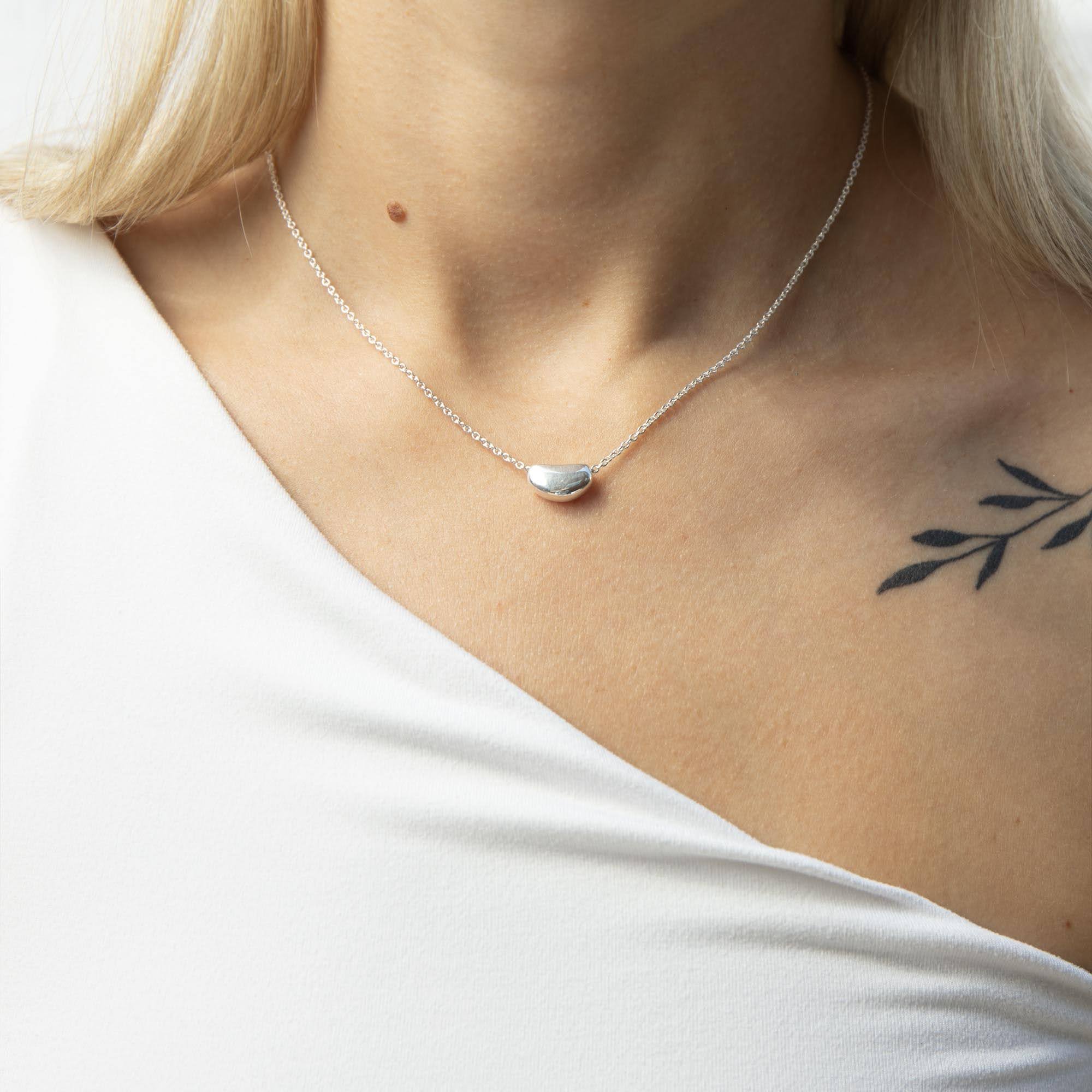 Sterling Silver Slider Coffee Bean Necklace