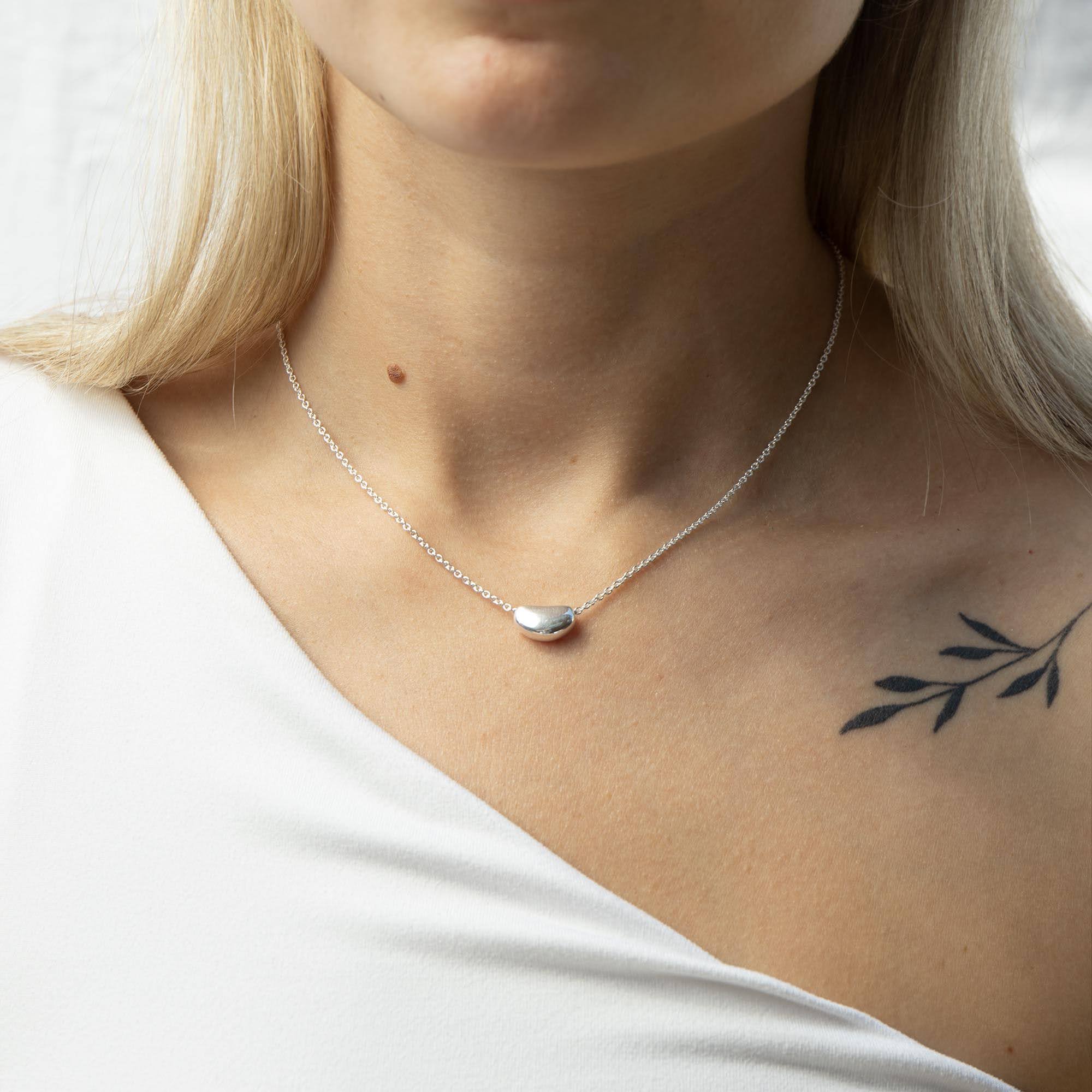Sterling Silver Slider Coffee Bean Necklace