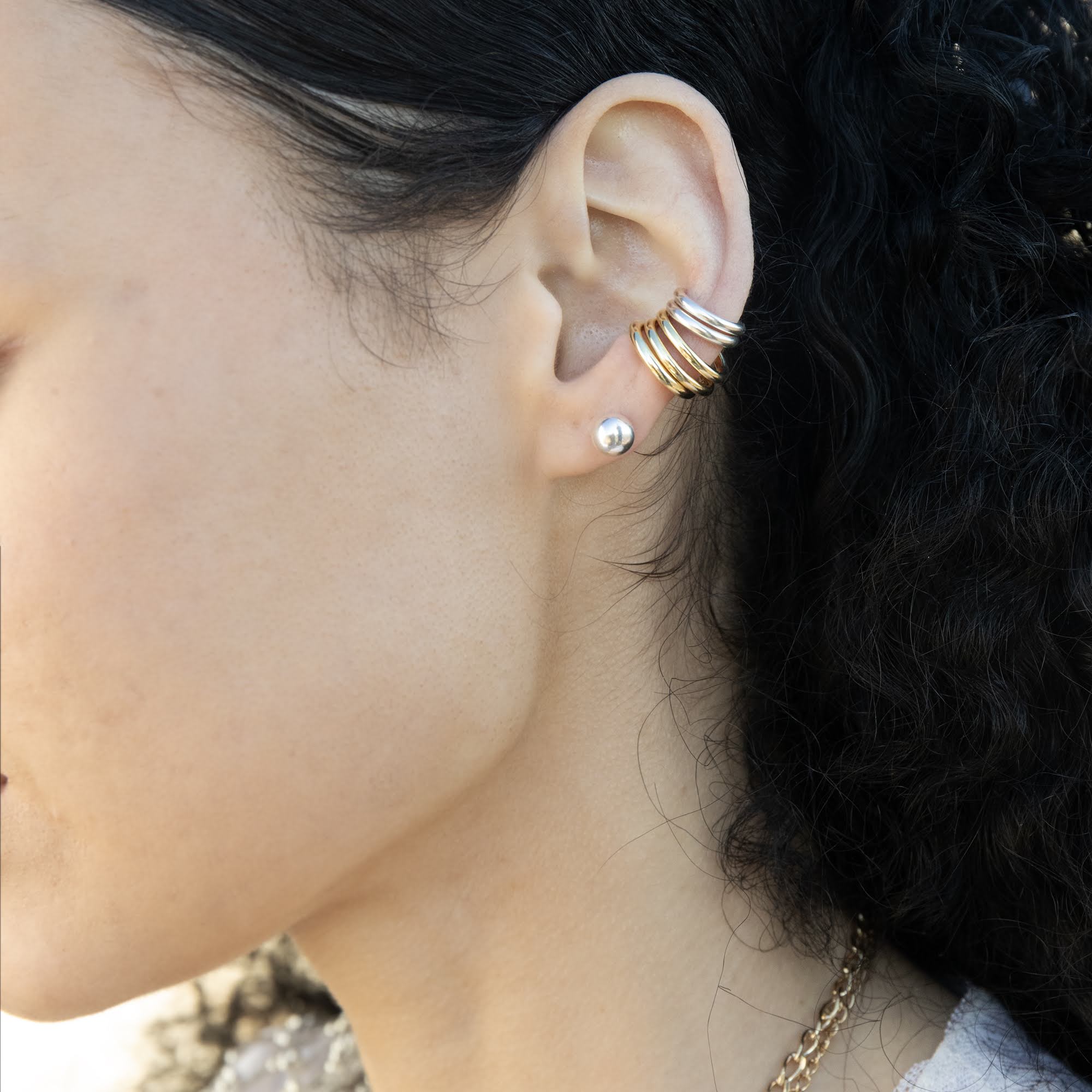 Sterling Silver Plain Cuff Earring - seolgold