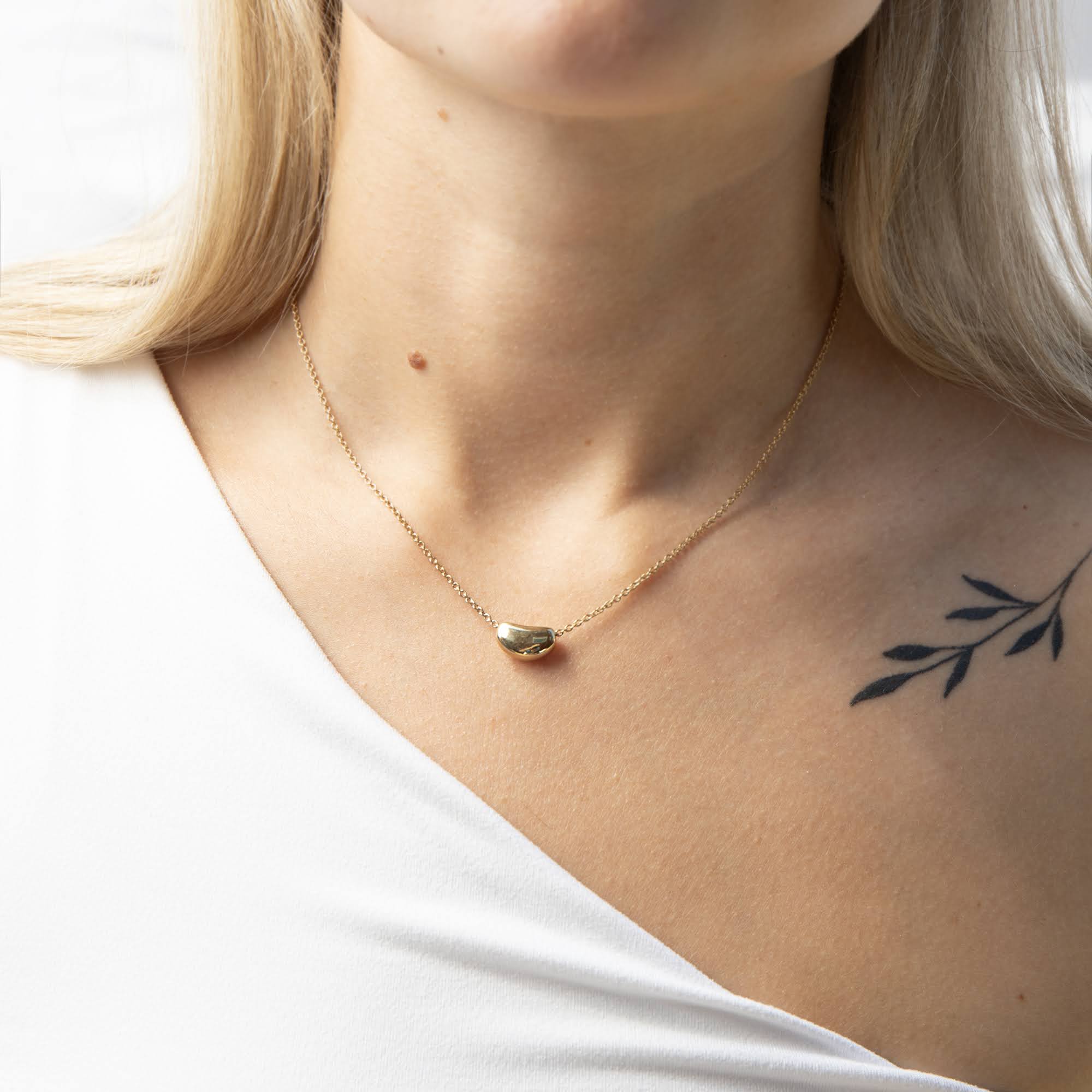 18ct Gold Plated Slider Coffee Bean Necklace