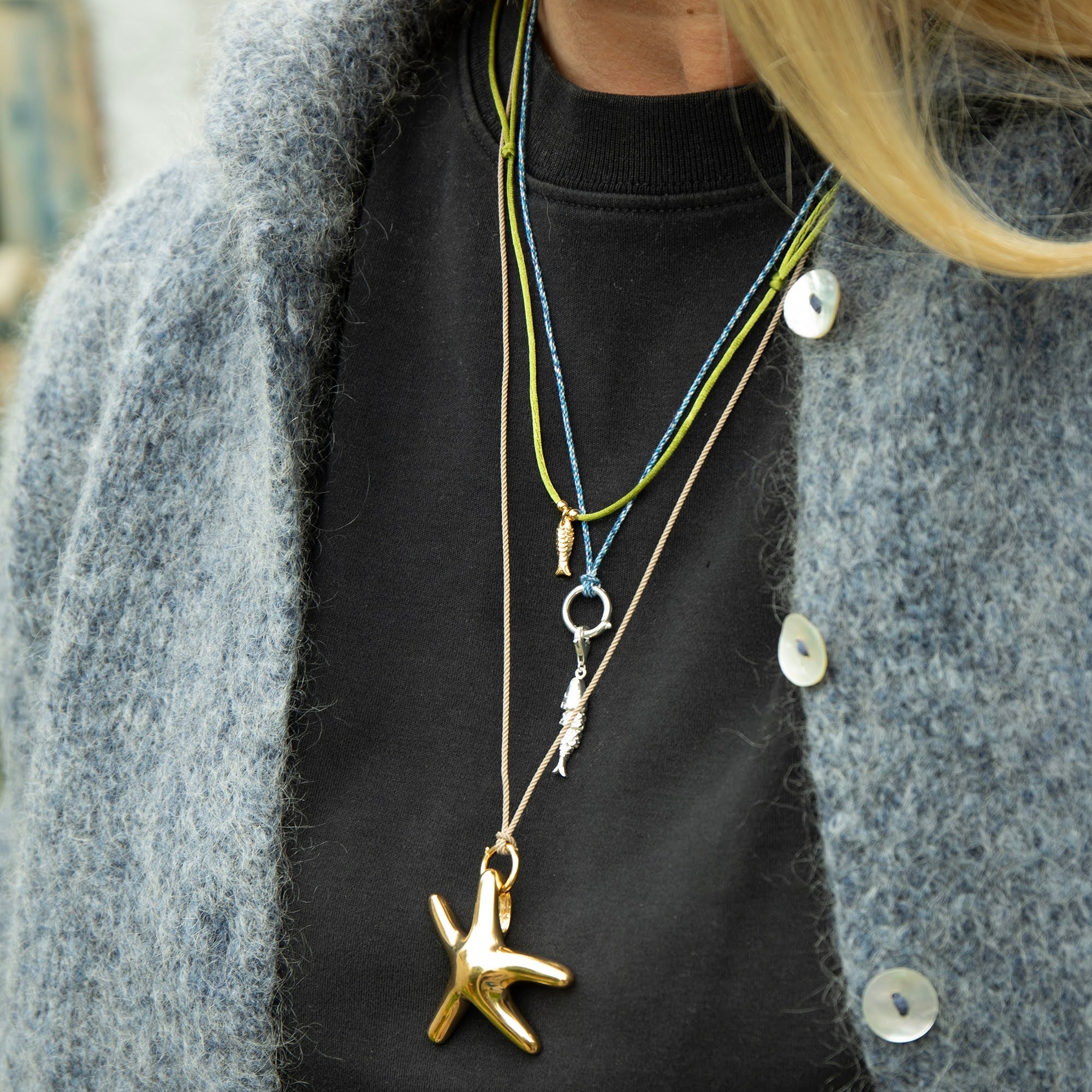 silver cord necklace - seol gold
