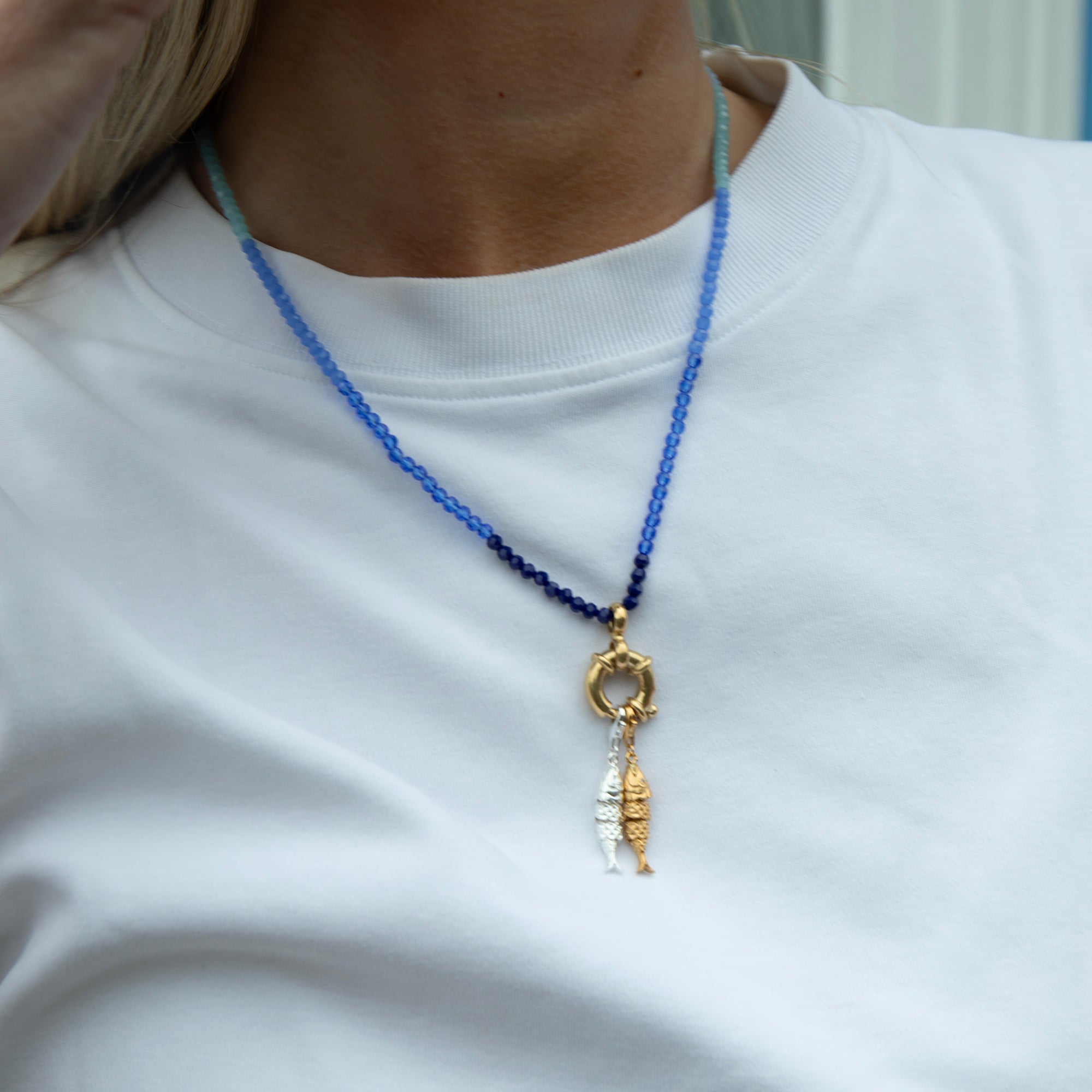 blue bead necklace - seolgold