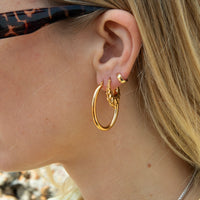 Gold Oval Hoops - tiny thick gold hoop - seolgold