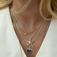 gold beaded necklace - silver heart necklace - starfish necklace - starfish pendant - starfish jewellery - silver necklace - seolgold