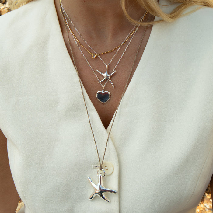 silver starfish pendant necklace - seolgold