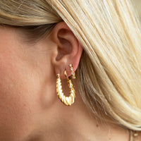 gold - cz chain earring - seolgold