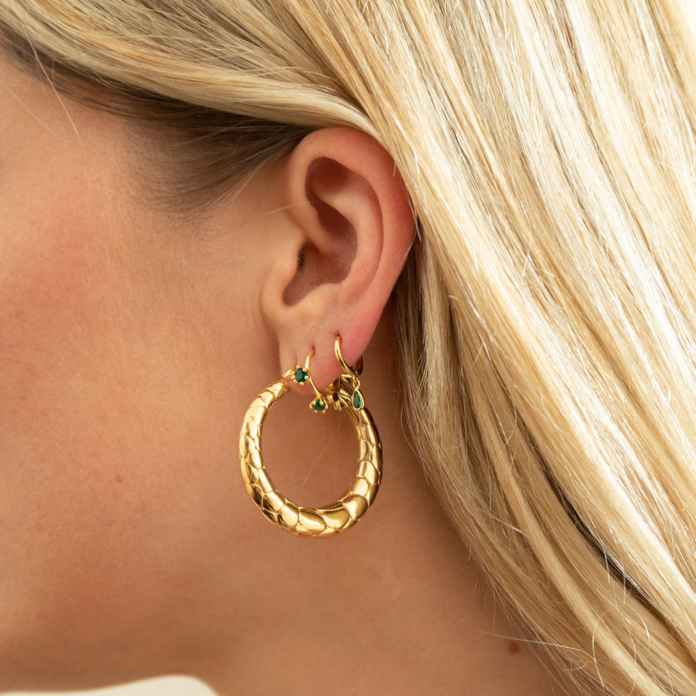 gold emerald earrings - seolgold
