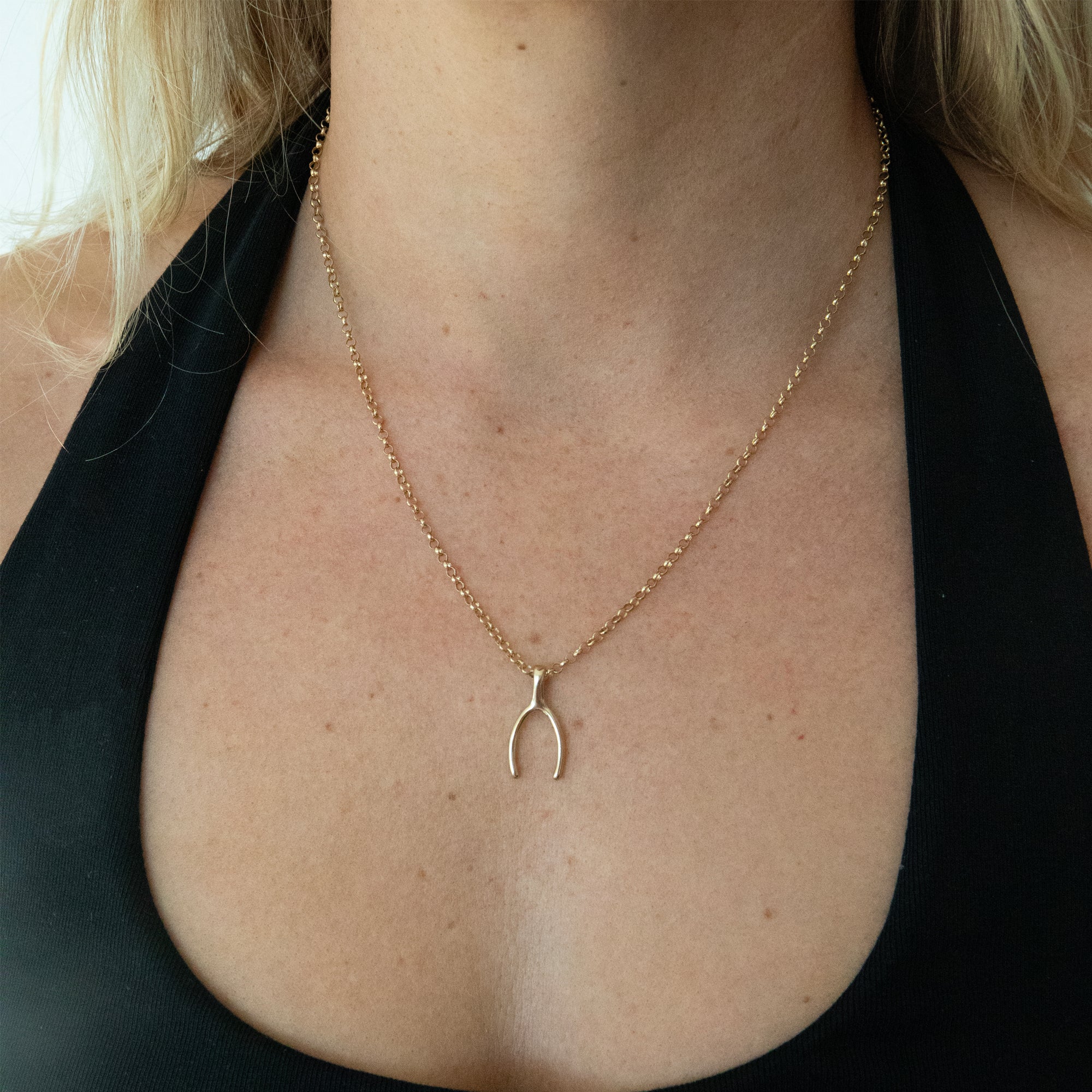 18ct Gold Plated Wishbone Pendant Charm