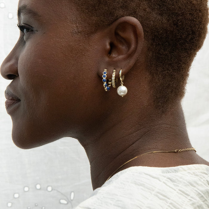pearl hoop - gold Lazurite Hoop Earrings - seolgold