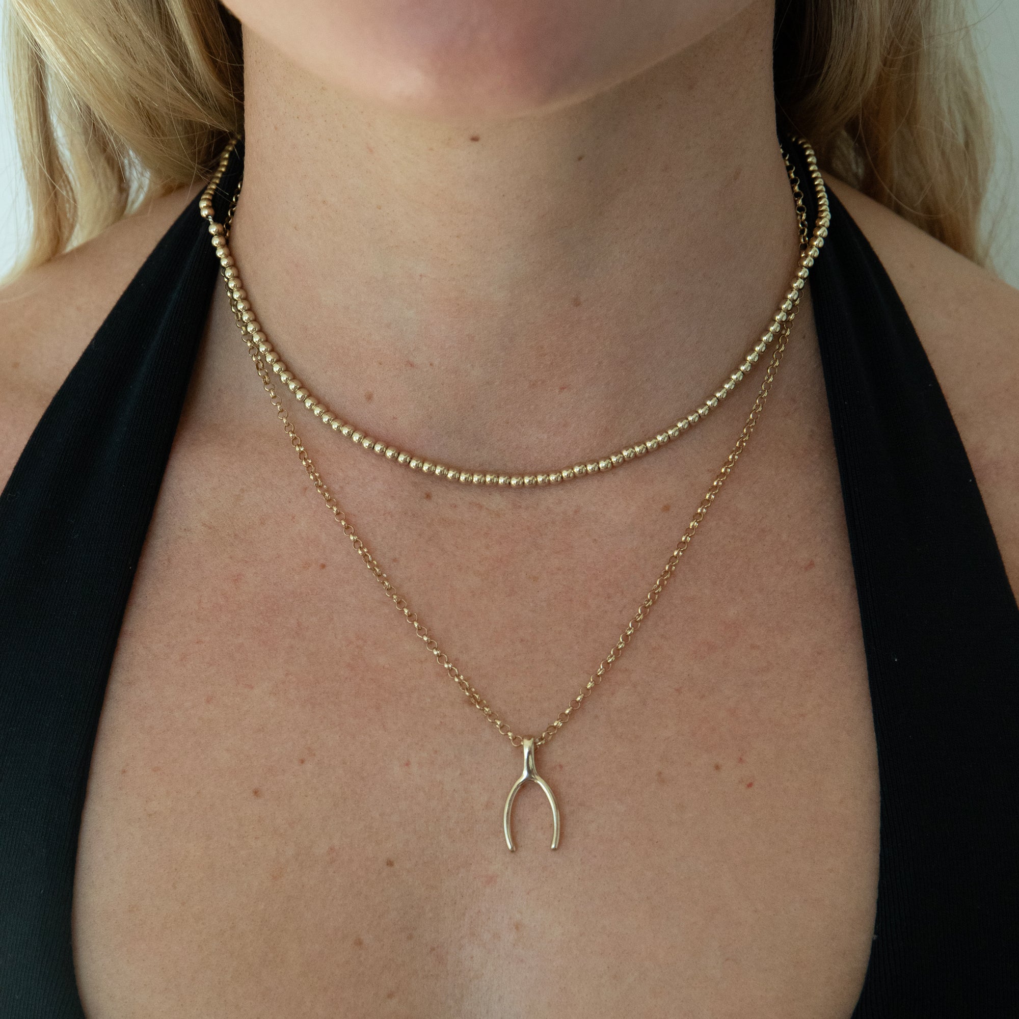 18ct Gold Plated Wishbone Pendant Charm