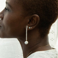 statement pearl hoops - tiny gold flower stud - seolgold
