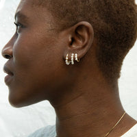 solid 9ct gold pearl huggie earring - seolgold