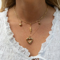 gold paperclip necklace - gold charm necklace - seolgold