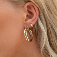 Turquoise Huggie Hoops - 18ct Gold CZ hoop Earrings - seolgold