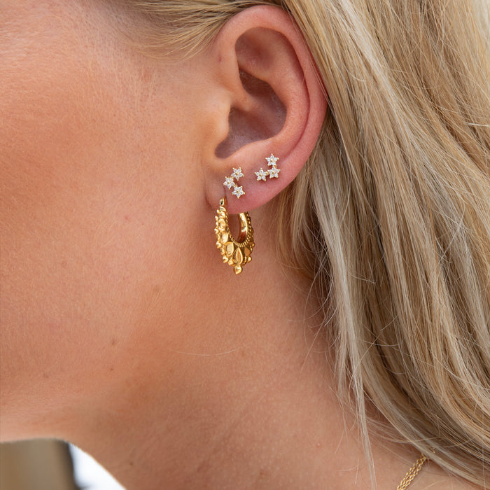 gold flower earrings - seolgold