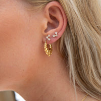 gold flower earrings - seolgold
