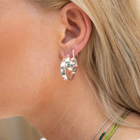 Sterling Silver Wide Flat Edge Creole Hoops - seolgold