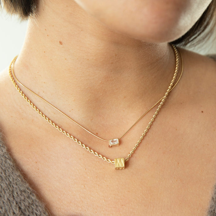 Seol gold - 9ct solid gold baguette slider cz charm