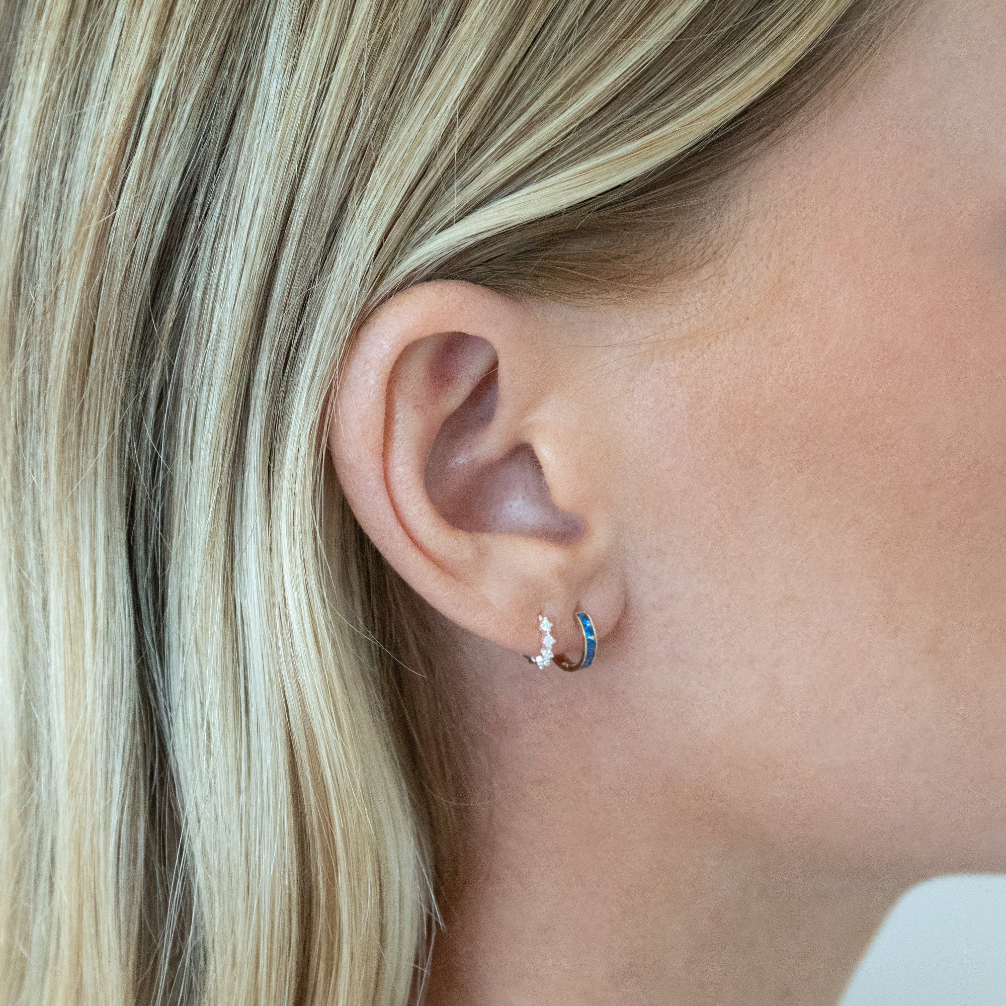 9ct Solid Gold Sapphire CZ Hoops