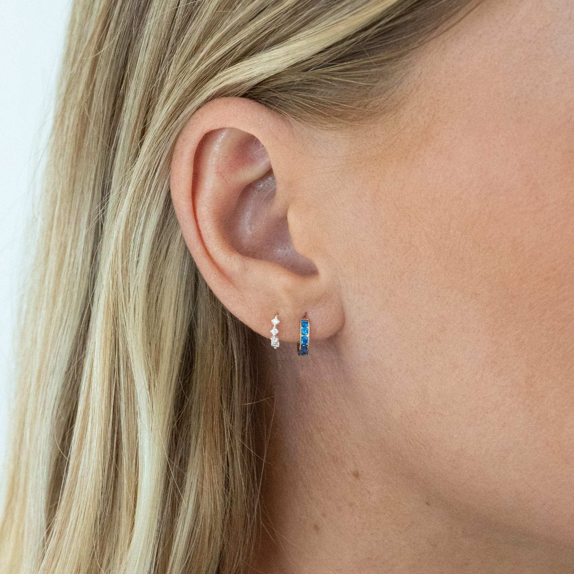 9ct Solid Gold Sapphire CZ Hoops