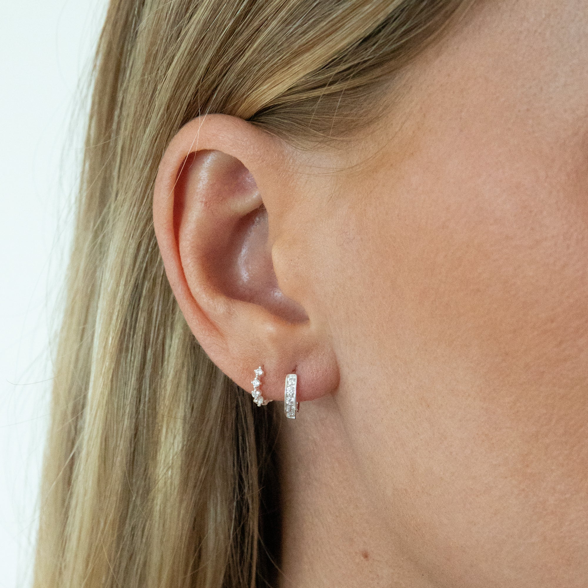 Sterling Silver Cage CZ Hoops