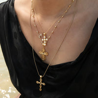 gold snake chain - gold rosary bead chain - solid gold chain - seolgold