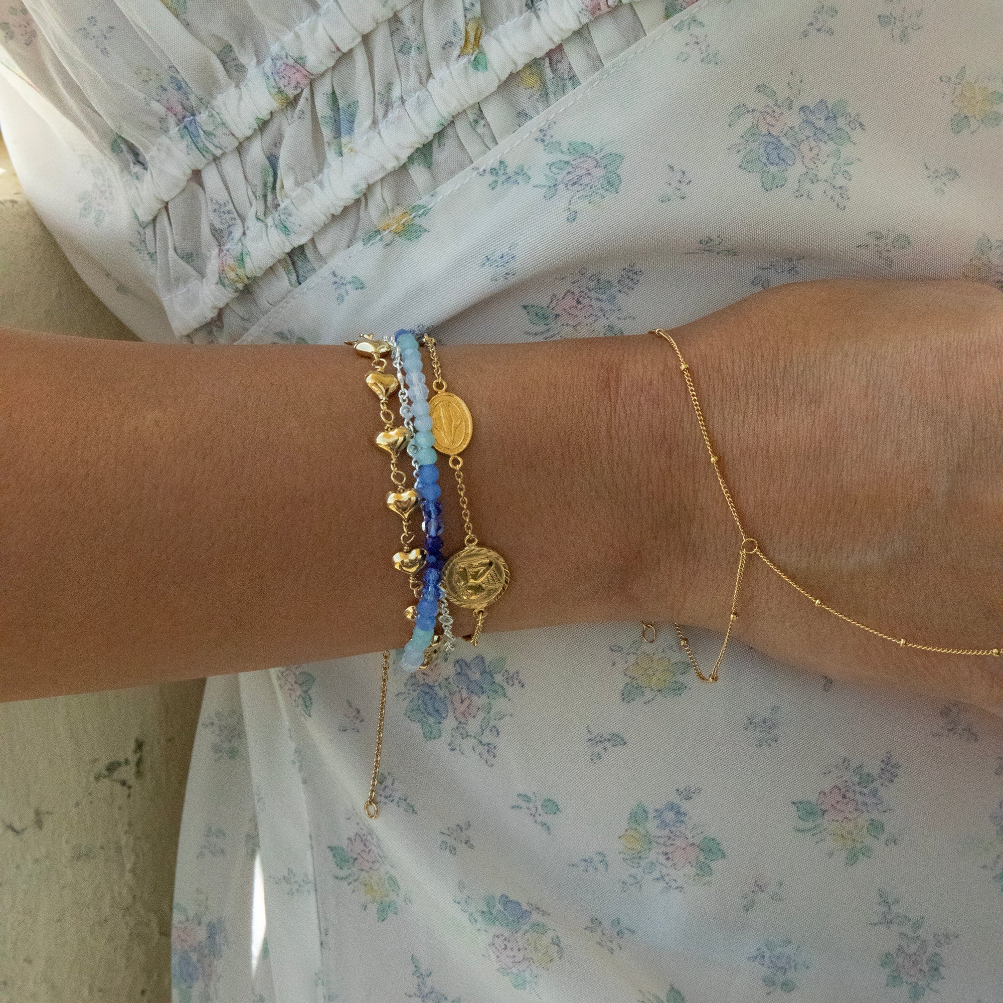 blue glass bead bracelet - seolgold