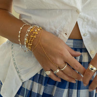 mother of pearl silver ring - seol gold