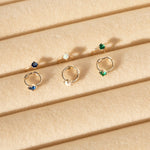 Emerald gold hoops - seolgold