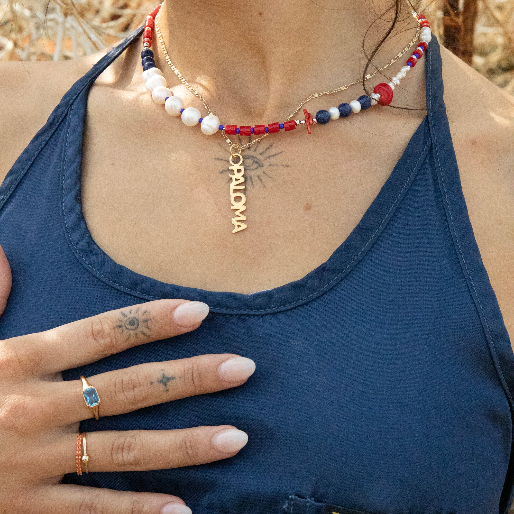 pearl with natural stone necklace - seolgold