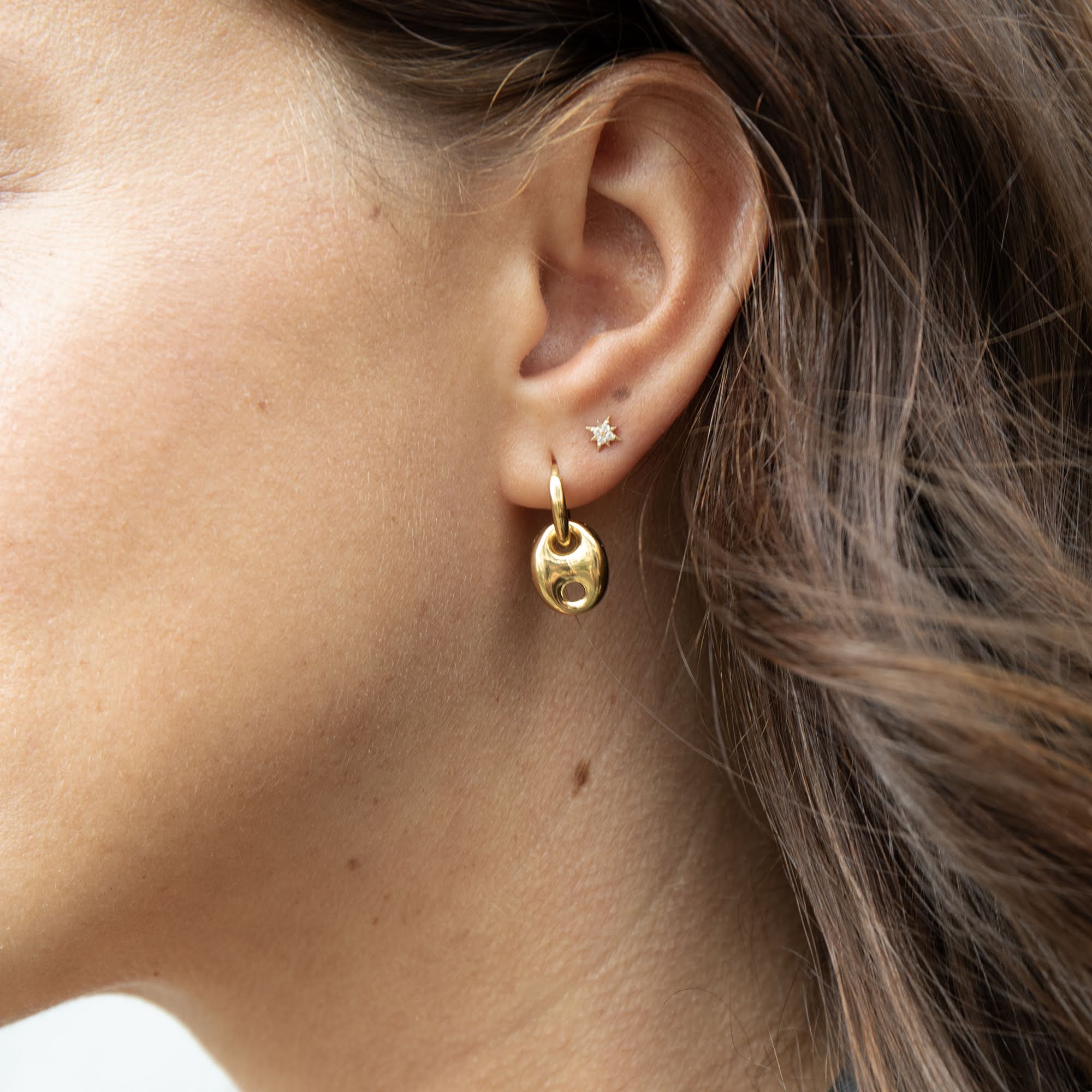 18ct Gold Vermeil Coffee Bean Hoops - Seol Gold