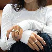 18ct Gold Vermeil Pave Coffee Bean Ring - Seol Gold