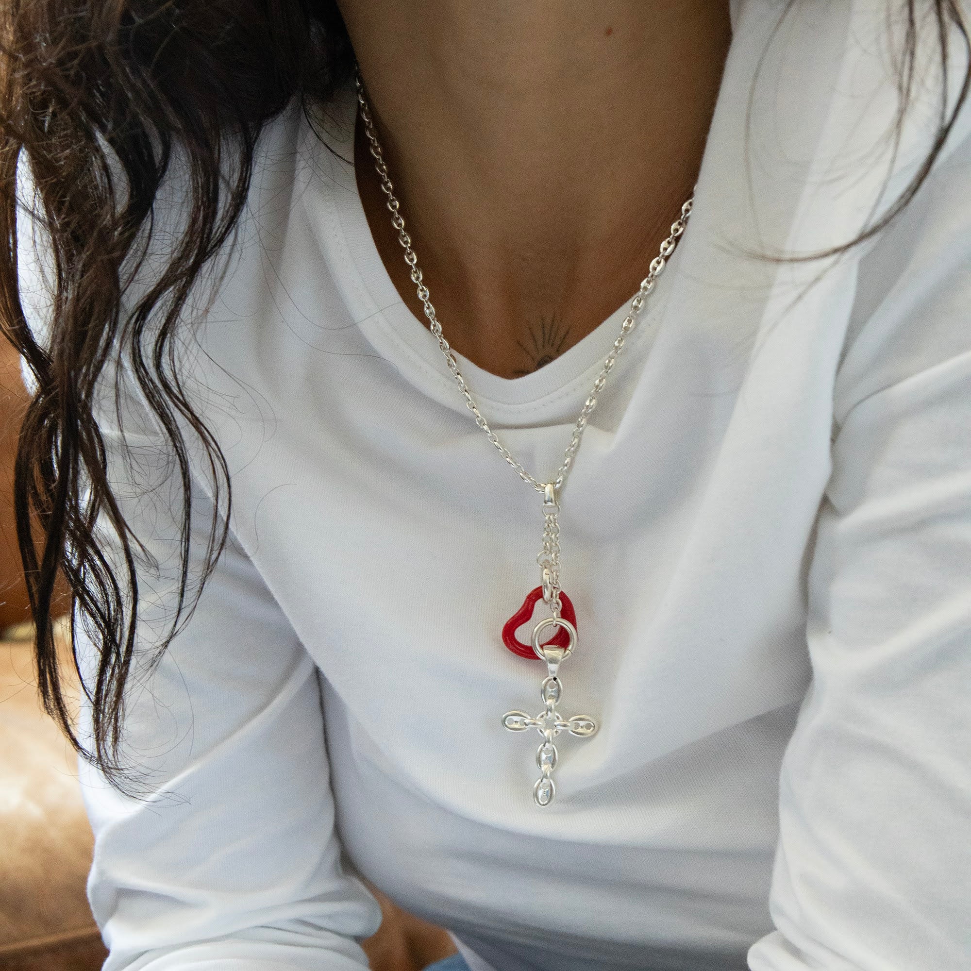 silver vintage cross pendant - seolgold