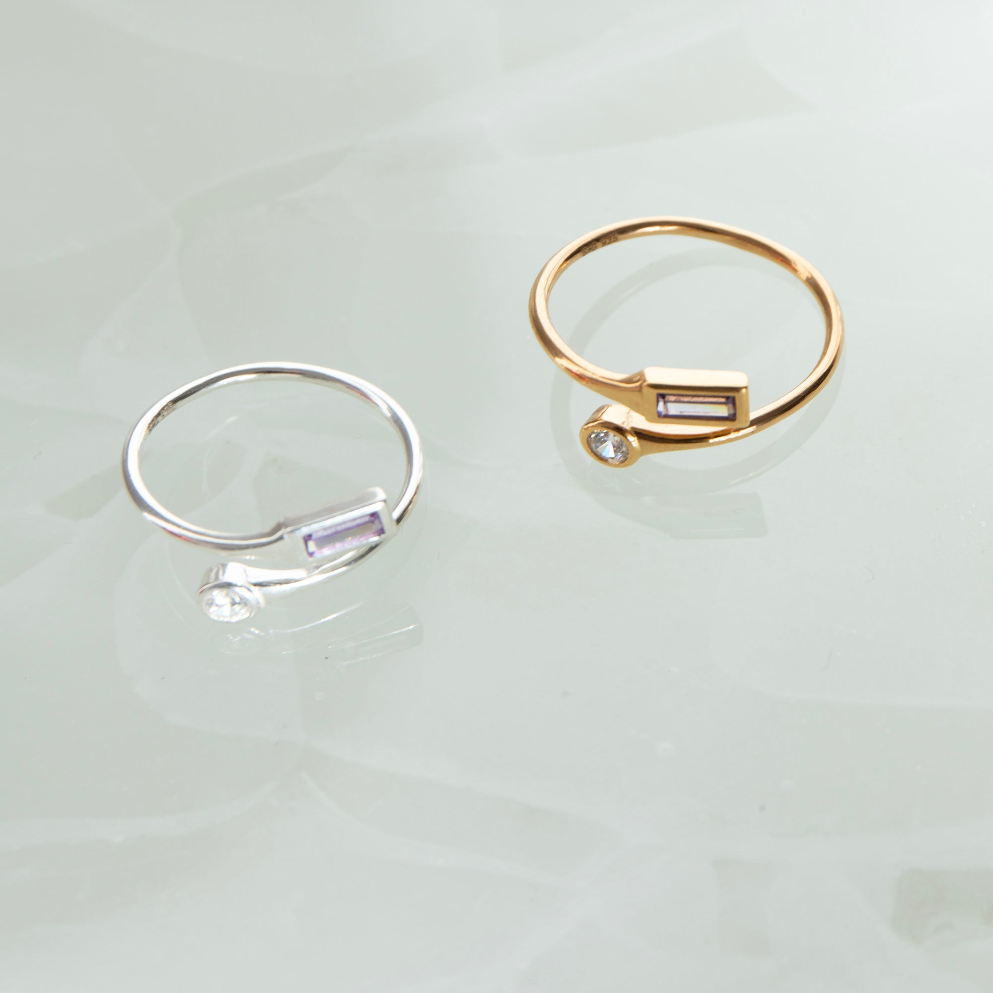 amethyst and cz adjustable ring - seol + gold - seol gold