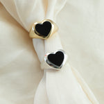onyx heart adjustable signet ring - seol + gold - seol gold