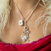 Sterling Silver Baroque Pearl Star Pendant - silver bead necklace - silver heart pendant - seolgold