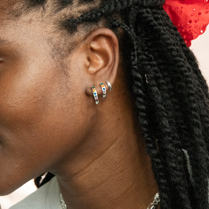 silver rainbow hoops - seolgold