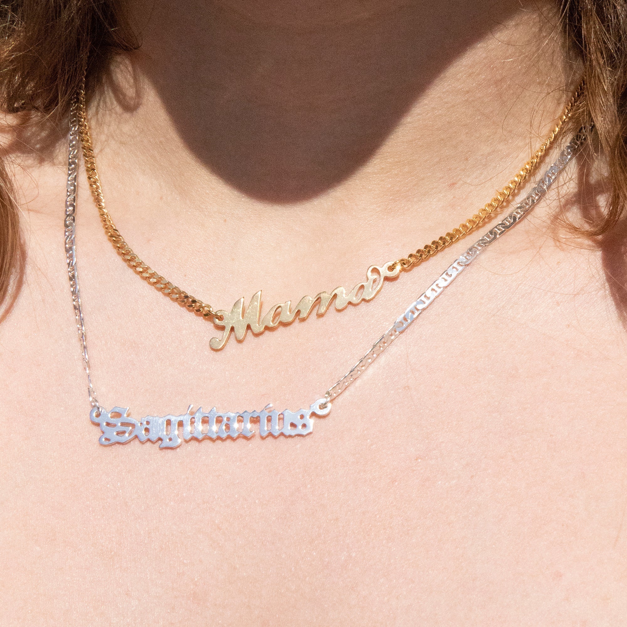 18ct Gold Plated Script Name Curb Necklace
