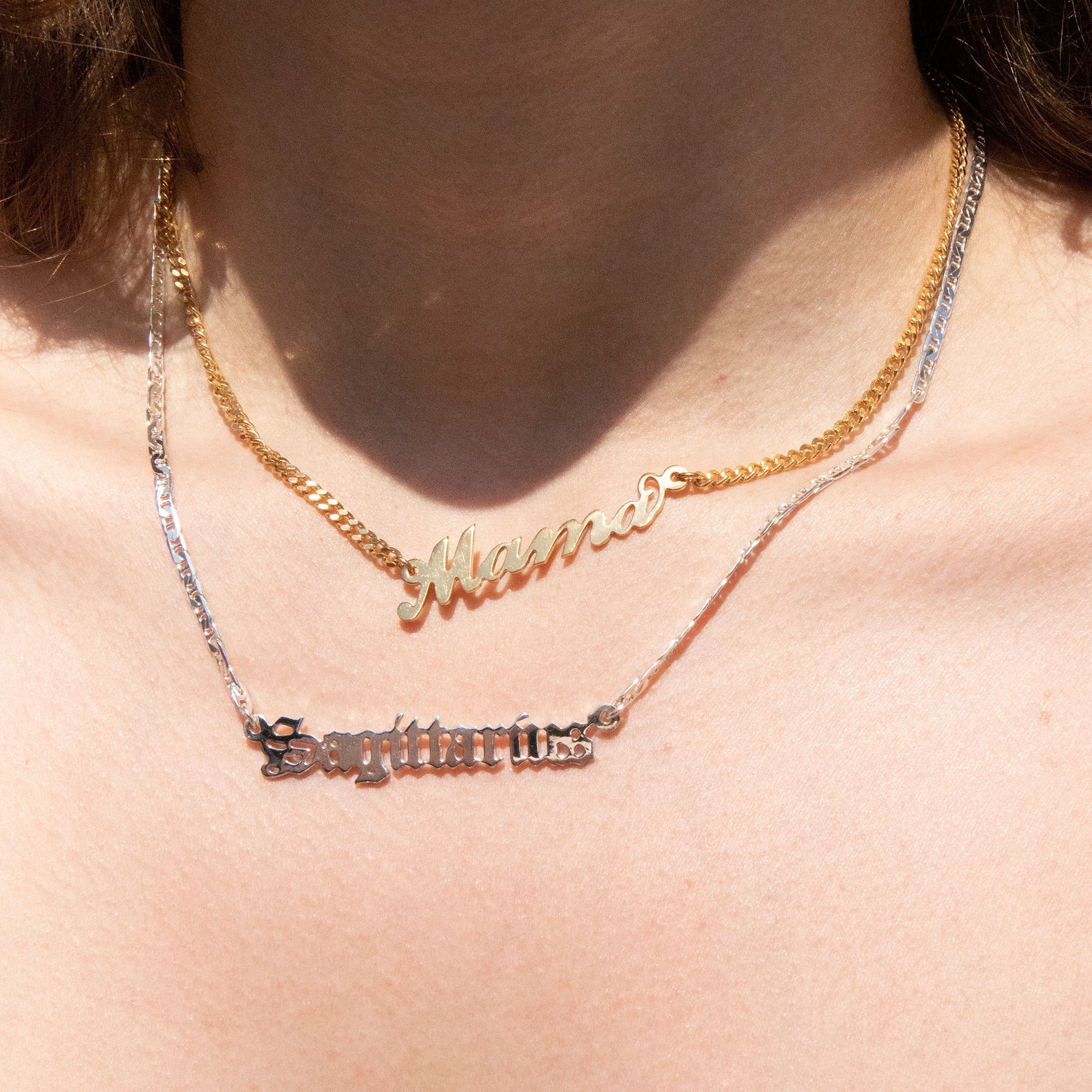 18ct Gold Plated Script Name Curb Necklace