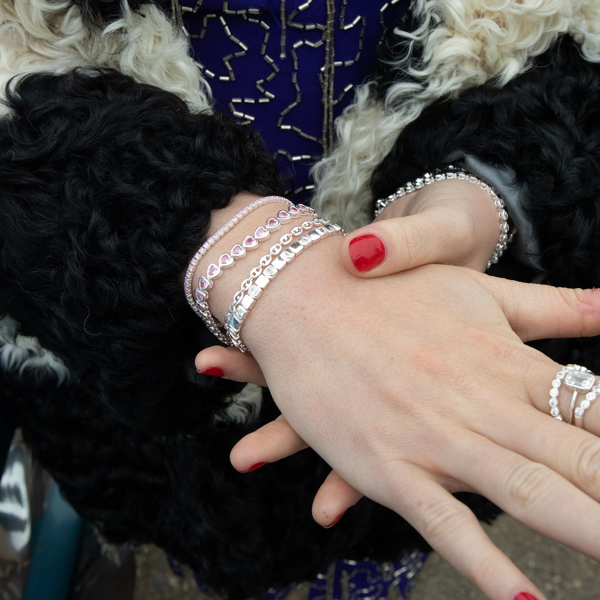 pink heart tennis bracelet - seolgold