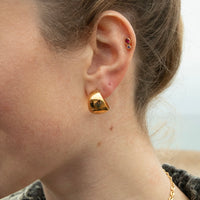 gold thick chunky tear stud earring - seolgold 