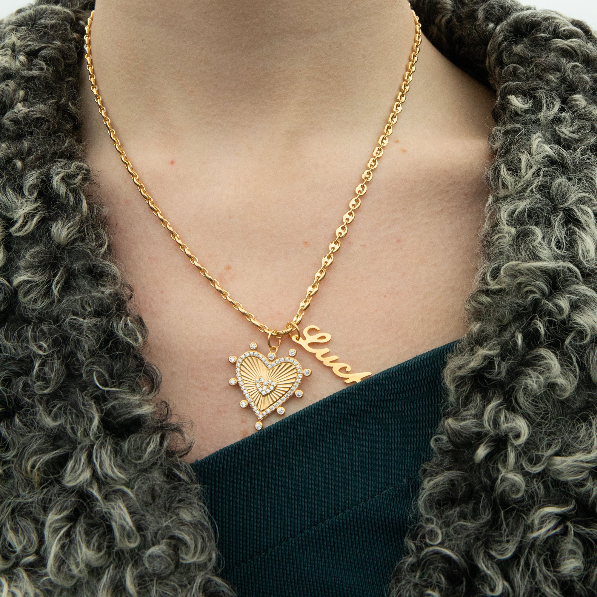 gold heart pendant necklace - seolgold