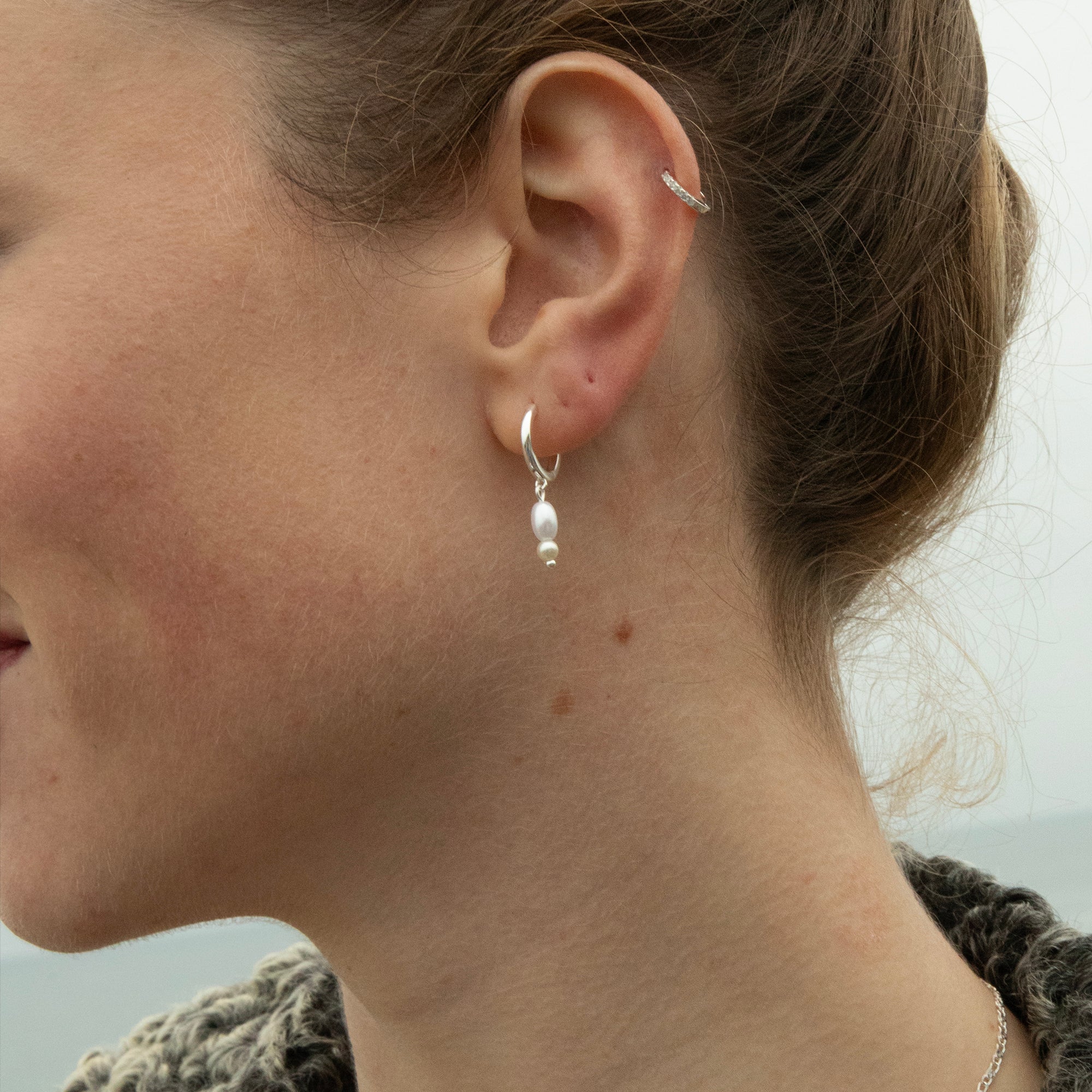 tiny silver diamond cartilage hoop - seolgold