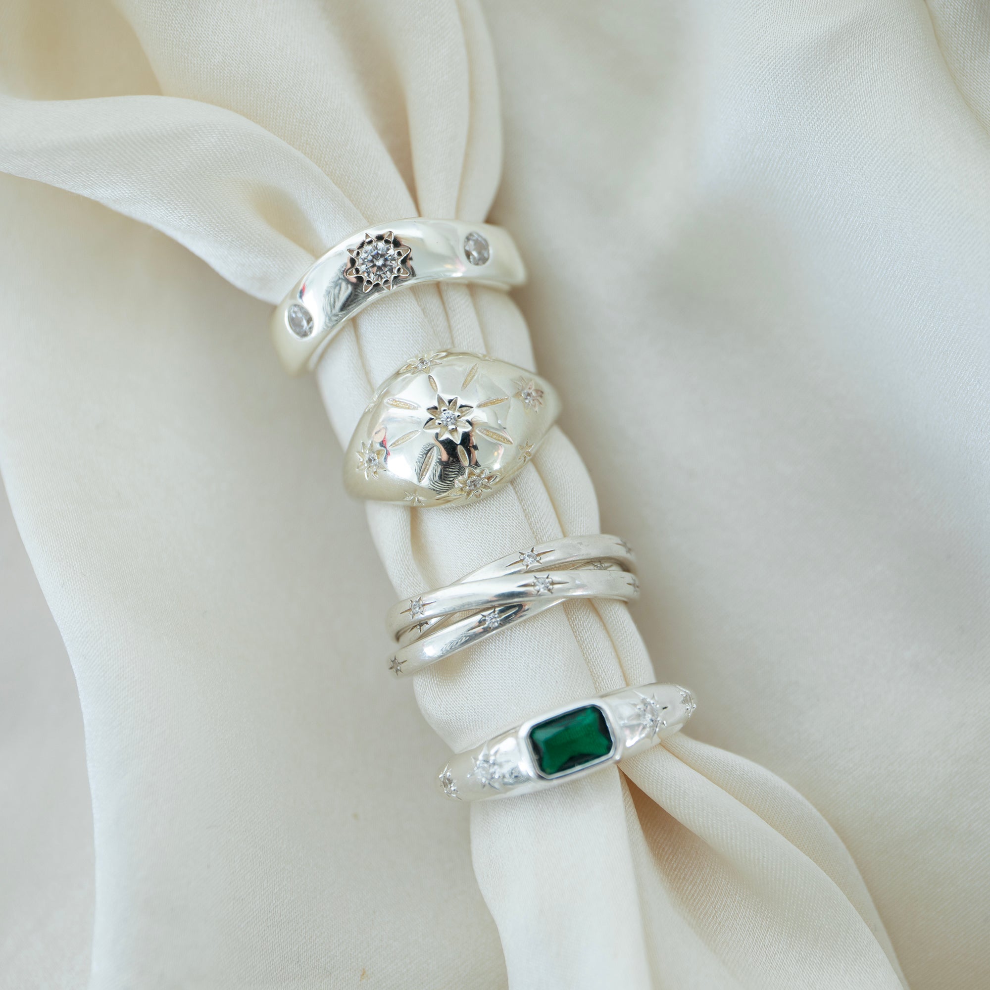 silver starry cz ring - seolgold