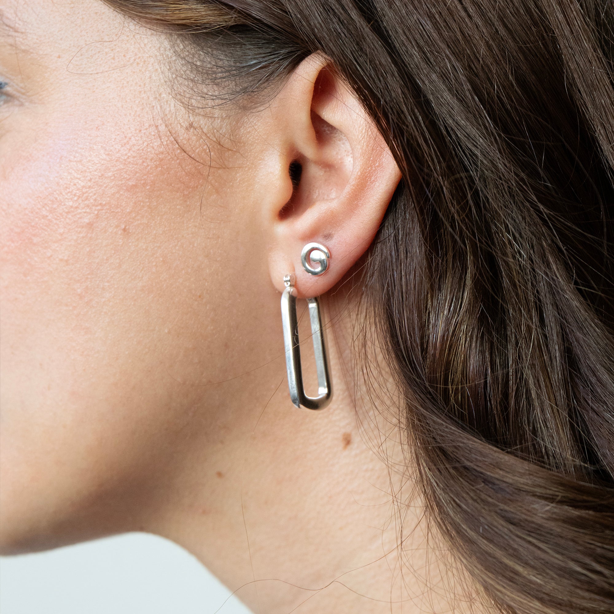 silver spiral stud earrings - seolgold