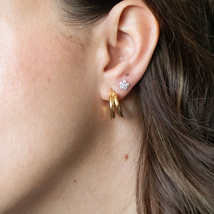 gold flower stud earring - seolgold