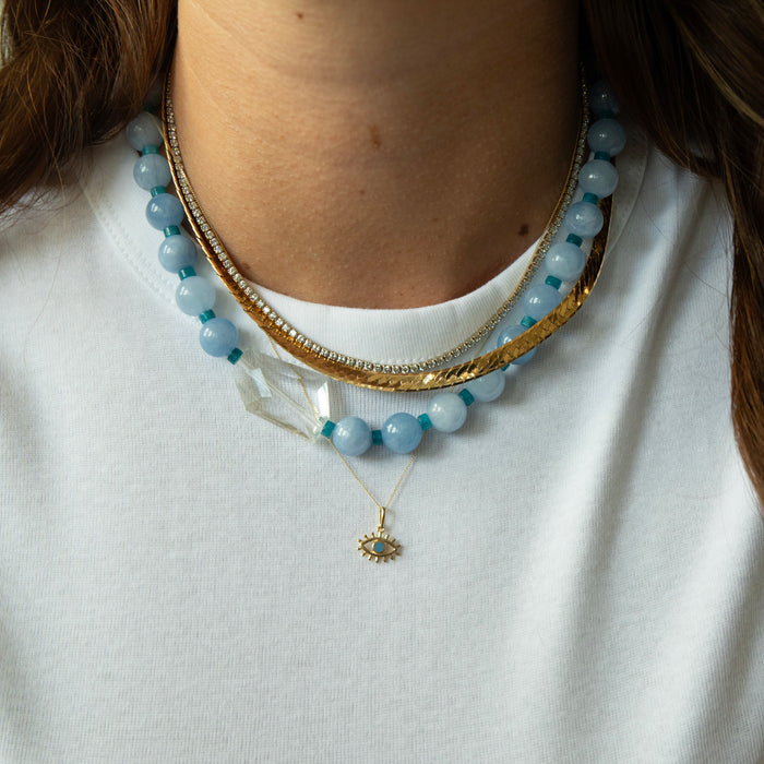blue glass bead necklace - seolgold