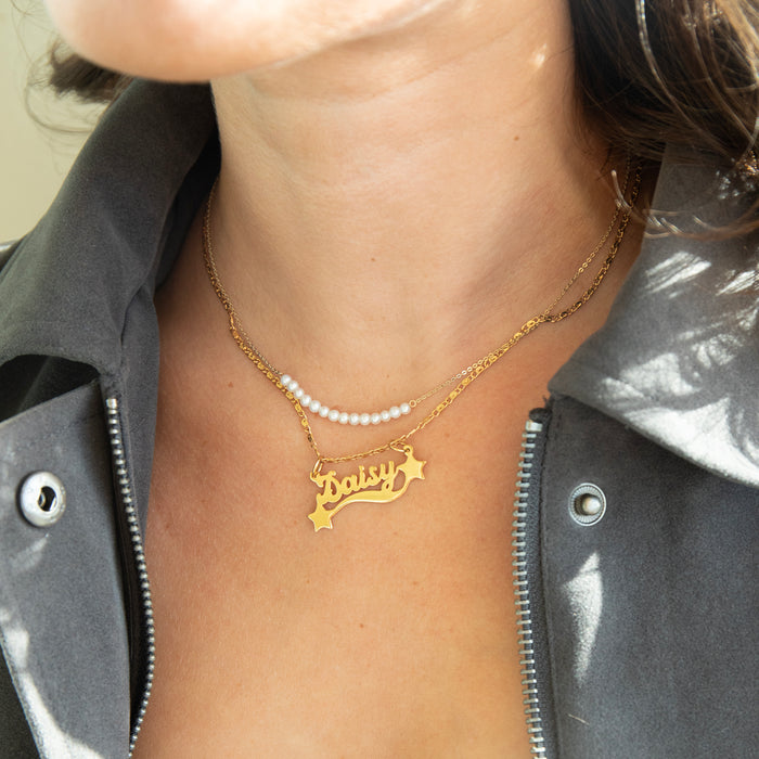 solid gold pearl necklace - seolgold