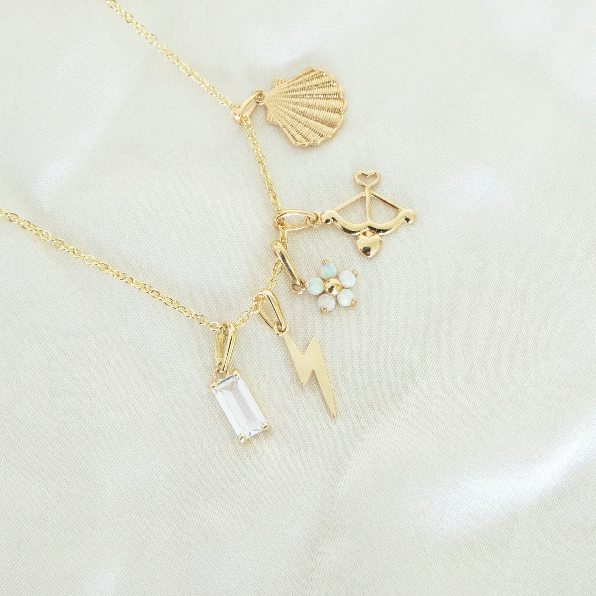 9ct Solid Gold Baguette CZ Charm - seol gold