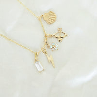 9ct Solid Gold Baguette CZ Charm - seol gold